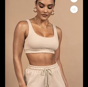 Beige Nadala Fleece Crop Top
